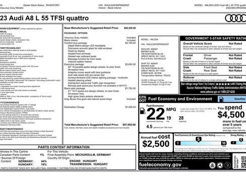 Used 2023 Audi A8 L 3.0T w/ Comfort Plus Package image 63