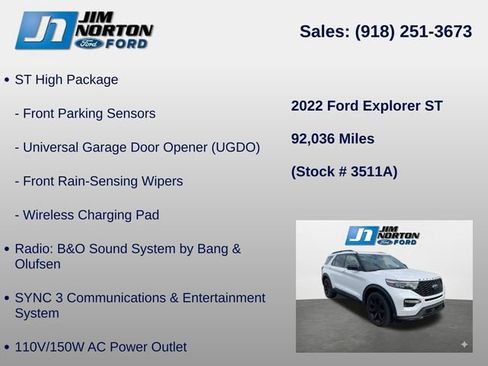 Used 2022 Ford Explorer ST w/ Equipment Group 401A AWD/4WD image 13