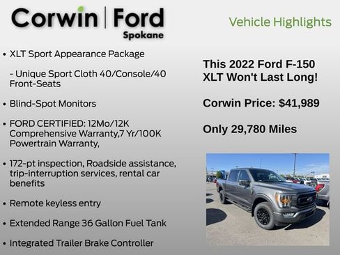 Certified 2022 Ford F150 XLT w/ Equipment Group 302A High AWD/4WD image 12