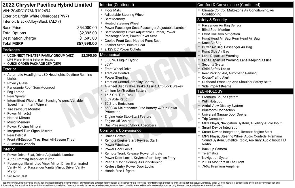 Used 2022 Chrysler Pacifica Limited w/ Uconnect Theater Family Group FWD image 34