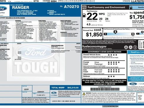 Used 2020 Ford Ranger Lariat w/ Technology Package AWD/4WD image 3
