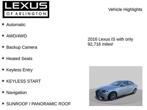Used 2016 Lexus IS 300 AWD w/ Navigation System Package image 8