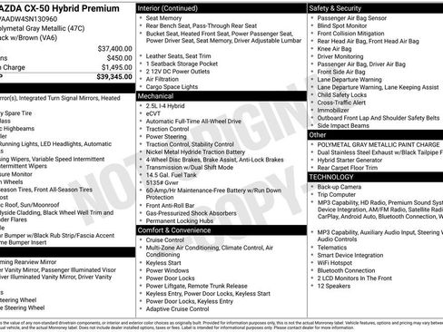 Used 2025 MAZDA CX-50 AWD 2.5 Hybrid w/ Premium Pkg image 29