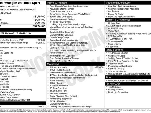 Used 2020 Jeep Wrangler Unlimited Sport AWD/4WD image 1