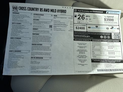 New 2026 Volvo V60 B5 Cross Country Plus w/ Protection Package Premier AWD/4WD image 31