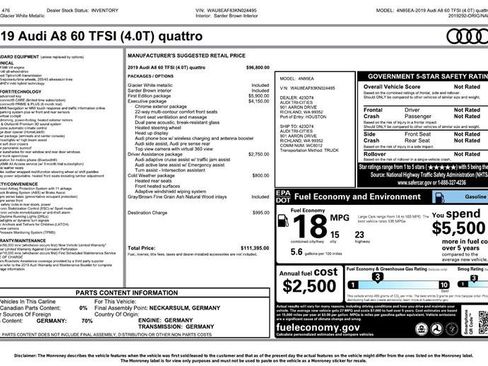 Used 2019 Audi A8 L 4.0T image 2