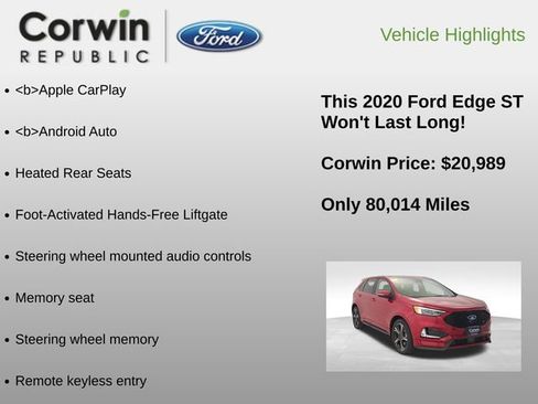 Used 2020 Ford Edge ST w/ Equipment Group 401A image 6