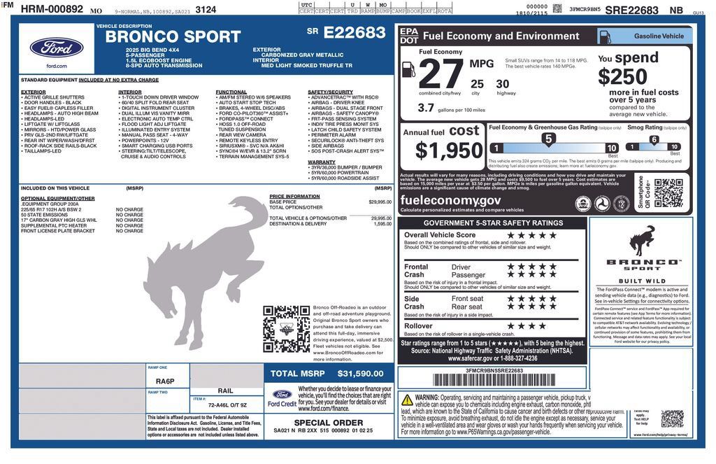Used 2025 Ford Bronco Sport Big Bend AWD/4WD image 29