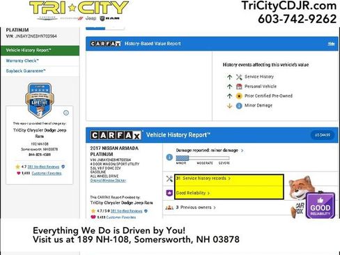 Used 2017 Nissan Armada Platinum w/ Captain Seat Package image 2