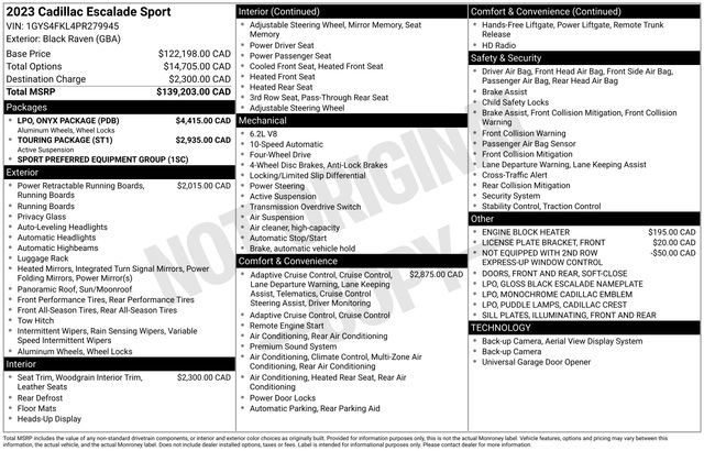 Used 2023 Cadillac Escalade Sport w/ LPO, ONYX Package AWD/4WD image 55