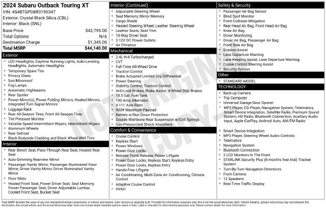Used 2024 Subaru Outback Touring XT AWD/4WD image 4