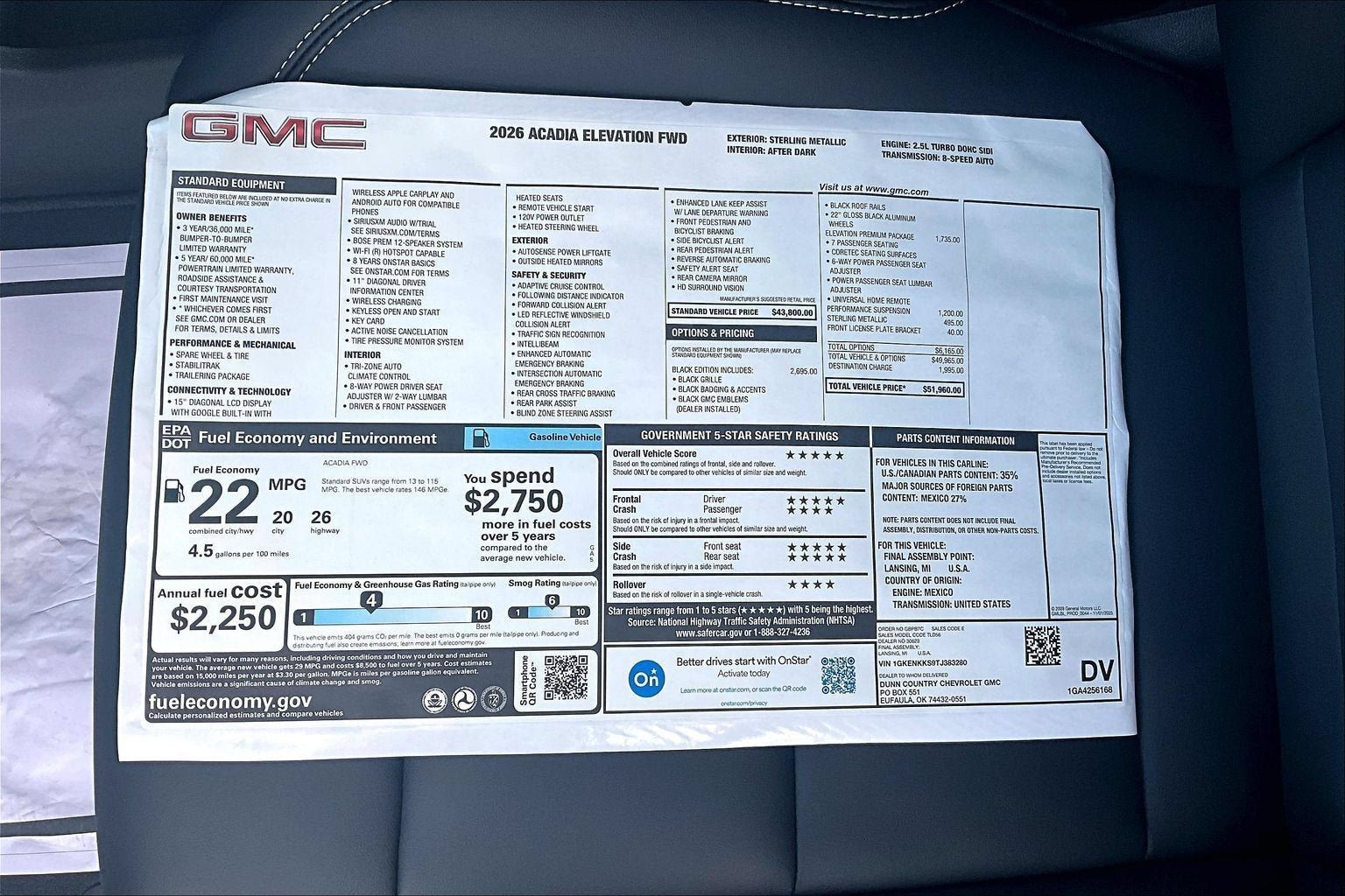 New 2026 GMC Acadia Elevation w/ Black Edition FWD image 14