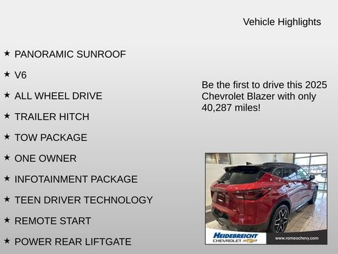 Certified 2025 Chevrolet Blazer RS w/ Driver Confidence II Package image 7