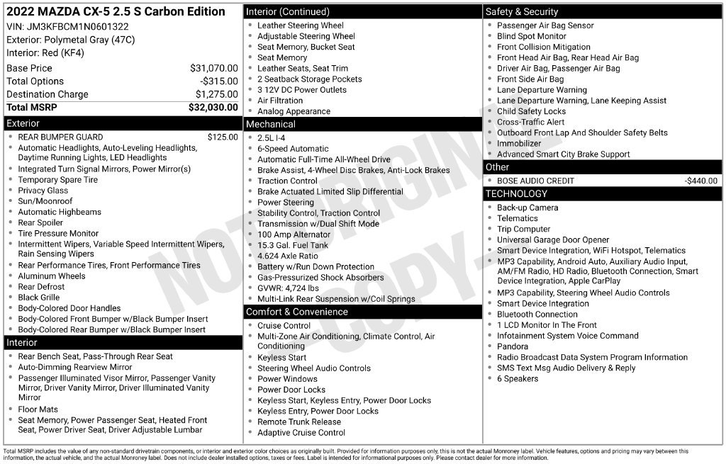 Used 2022 MAZDA CX-5 Carbon Edition AWD/4WD image 3