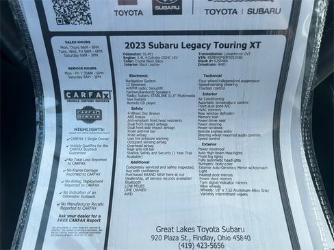 Certified 2023 Subaru Legacy Touring XT w/ Tech Package 2 image 28