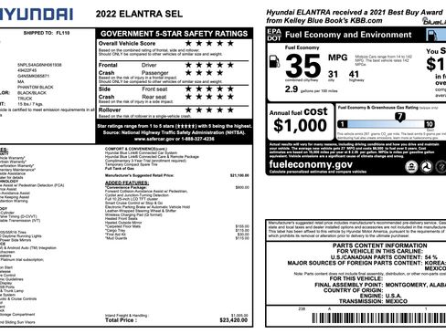 Used 2022 Hyundai Elantra SEL w/ Convenience Package FWD image 4