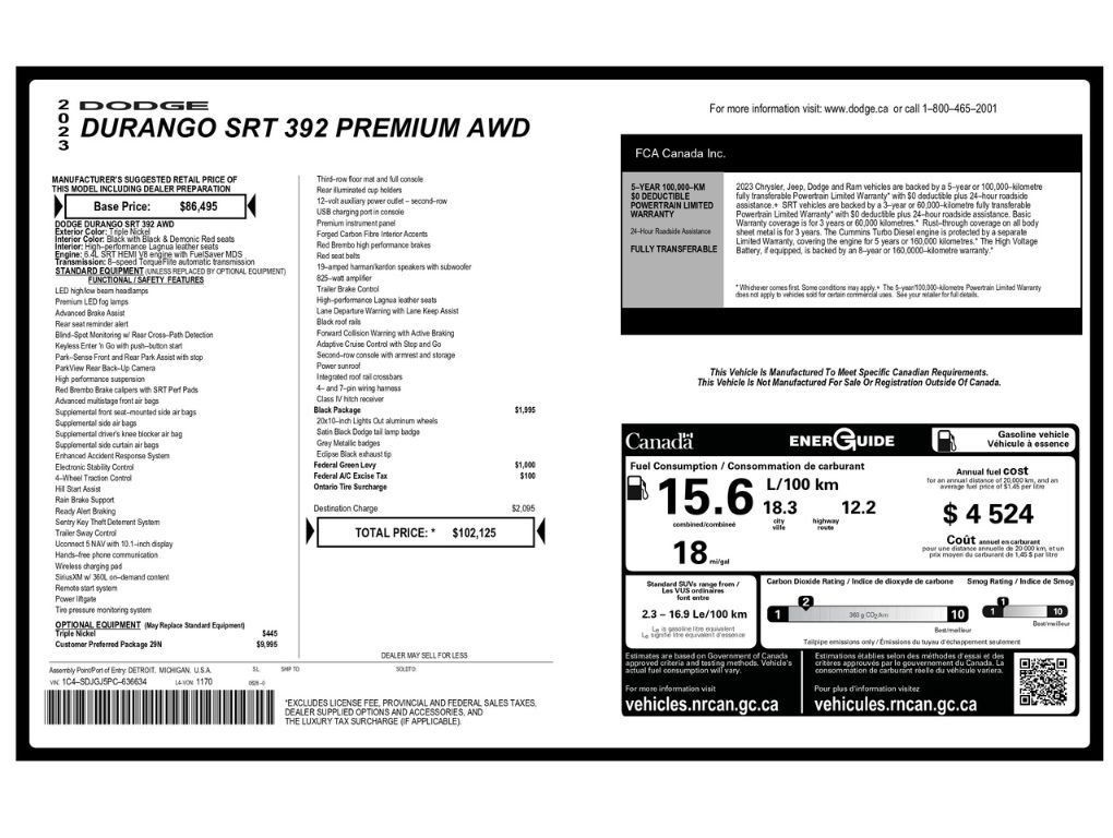 Used 2023 Dodge Durango SRT AWD/4WD image 2