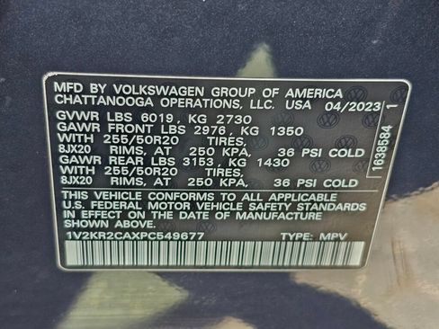 Certified 2023 Volkswagen Atlas SE w/ Panoramic Sunroof Package AWD/4WD image 30
