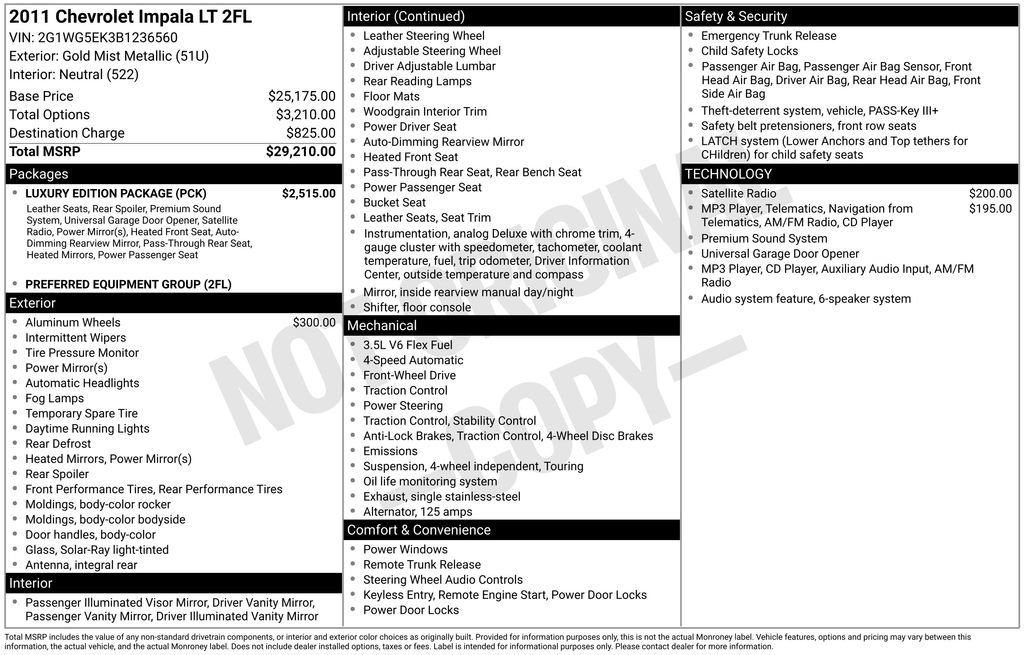 Used 2011 Chevrolet Impala LT w/ Luxury Edition Package FWD image 47
