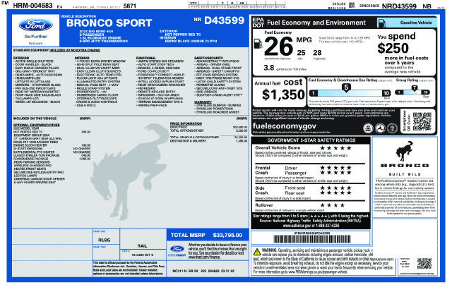 Used 2022 Ford Bronco Sport Big Bend w/ Convenience Package AWD/4WD image 35