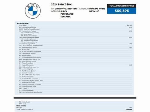 Used 2024 BMW 330i xDrive Sedan w/ Convenience Package image 2