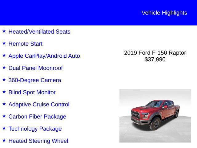 Used 2019 Ford F150 Raptor w/ Equipment Group 802A Luxury AWD/4WD image 2