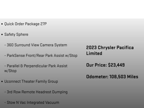 Used 2023 Chrysler Pacifica Limited w/ Uconnect Theater Family Group FWD image 6