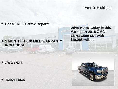 Used 2018 GMC Sierra 1500 SLT w/ SLT Premium Package AWD/4WD image 9