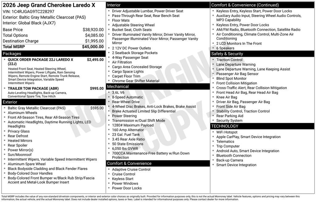 New 2026 Jeep Grand Cherokee Laredo X RWD image 6