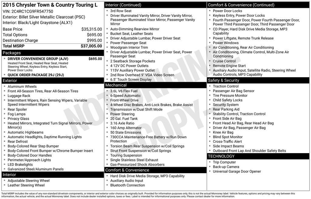 Used 2015 Chrysler Town & Country Touring-L w/ Driver Convenience Group FWD image 43