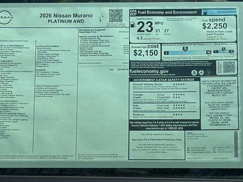 New 2026 Nissan Murano Platinum w/ Cargo Package AWD/4WD image 12