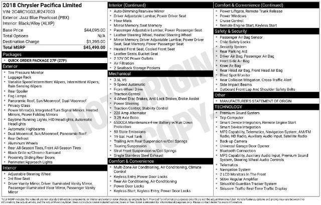 Used 2018 Chrysler Pacifica Limited FWD image 2