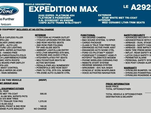 Used 2020 Ford Expedition Max Platinum AWD/4WD image 2