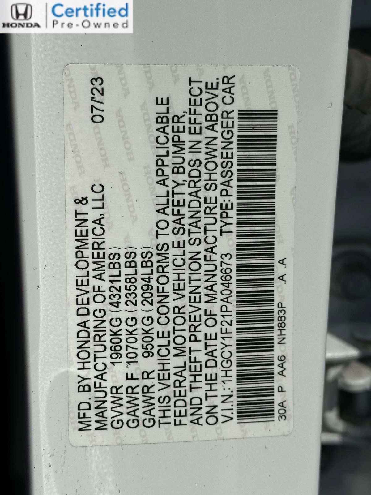 Certified 2023 Honda Accord LX image 28