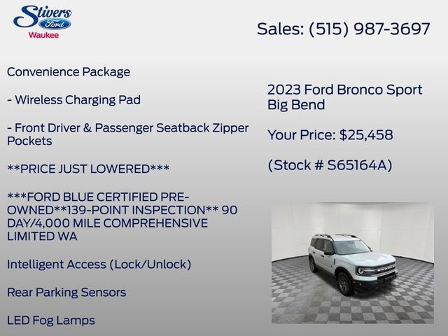 Certified 2023 Ford Bronco Sport Big Bend w/ Convenience Package AWD/4WD image 16