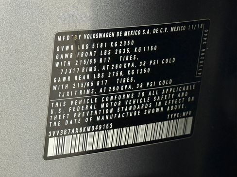 Used 2019 Volkswagen Tiguan SE w/ Panoramic Sunroof Package image 58