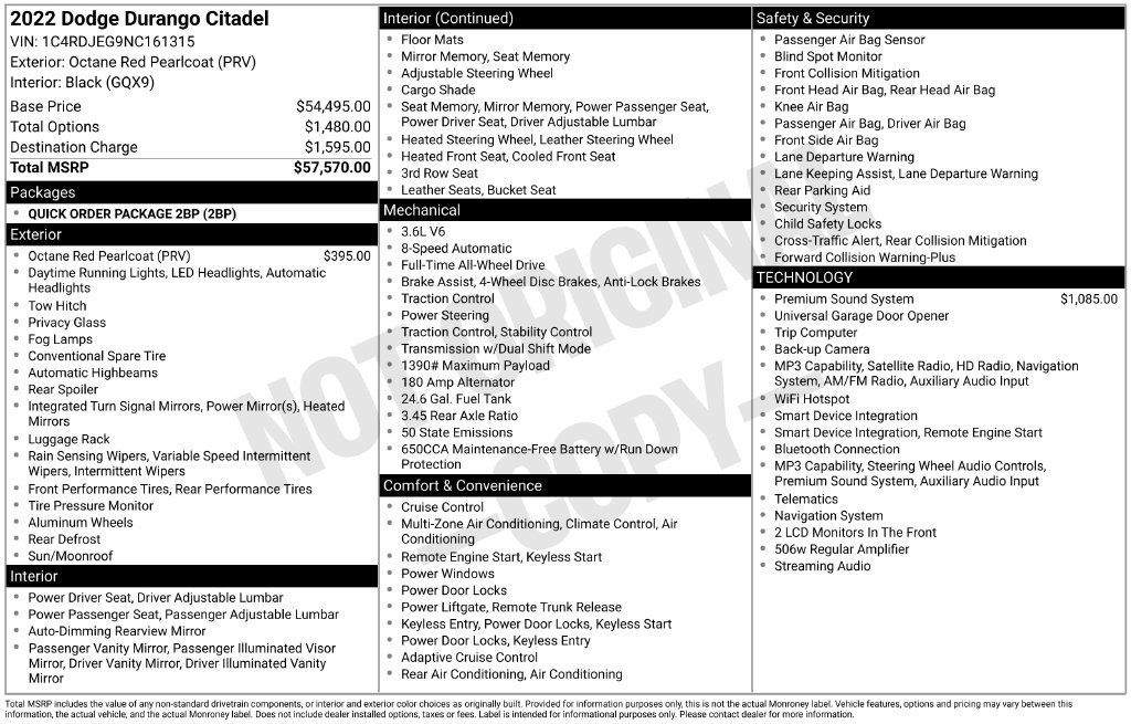 Used 2022 Dodge Durango Citadel AWD/4WD image 17