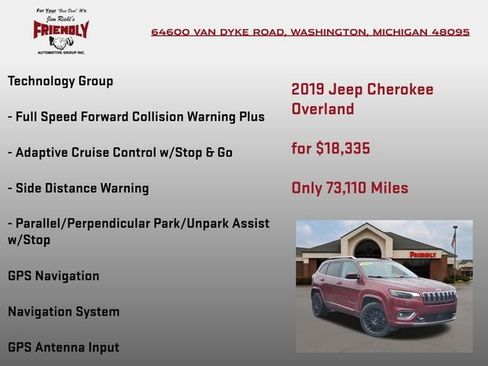 Used 2019 Jeep Cherokee Overland w/ Technology Group image 10