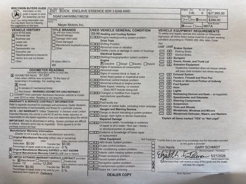 Certified 2021 Buick Enclave Essence w/ Trailering Package, 5000 lbs. AWD/4WD image 33