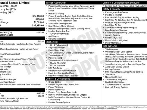 Used 2022 Hyundai Sonata Limited w/ Cargo Package FWD image 1
