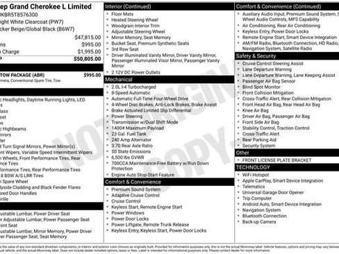 New 2026 Jeep Grand Cherokee L Limited w/ Trailer Tow Package AWD/4WD image 2