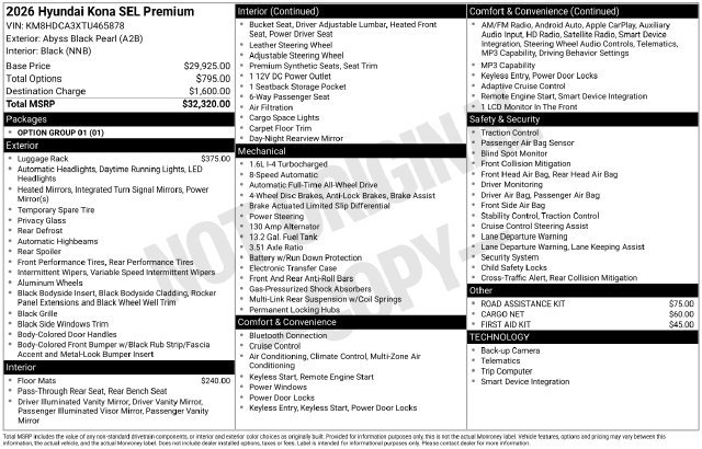 New 2026 Hyundai Kona SEL Premium AWD/4WD image 33