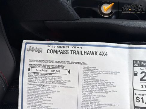 Certified 2023 Jeep Compass Trailhawk w/ Trailhawk Elite Group AWD/4WD image 41