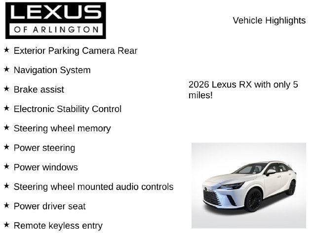 New 2026 Lexus RX 350 Premium w/ Convenience Package AWD/4WD image 7