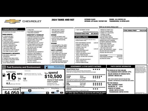 Used 2024 Chevrolet Tahoe RST w/ Sport Performance Package AWD/4WD image 3