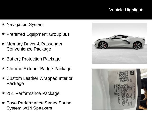 Certified 2023 Chevrolet Corvette Stingray Premium Cpe w/ Z51 Performance Package RWD image 27