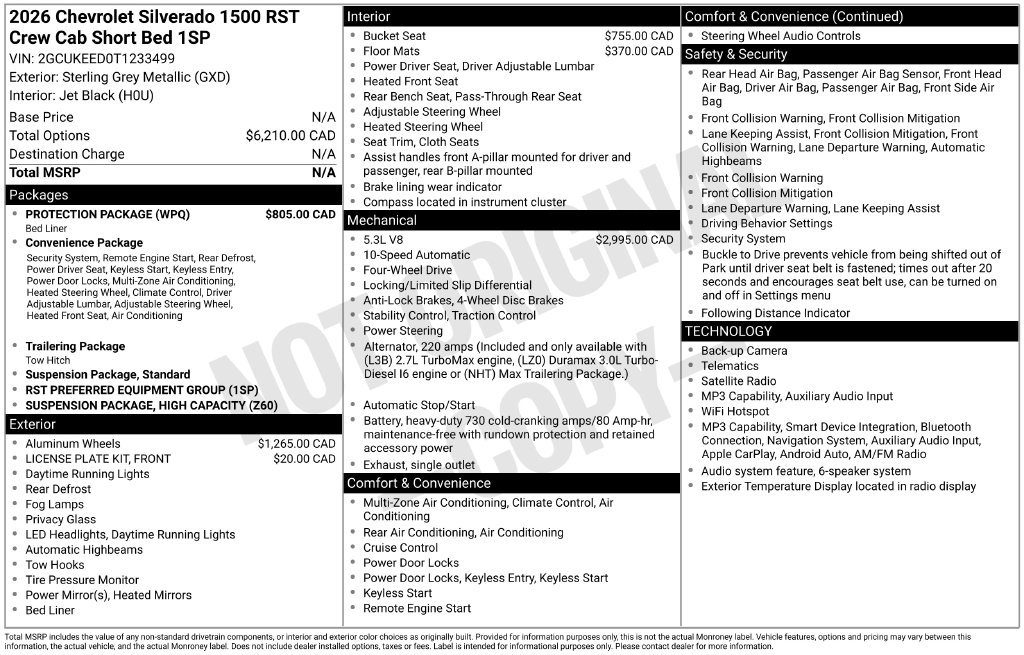 New 2026 Chevrolet Silverado 1500 RST w/ Protection Package AWD/4WD image 5