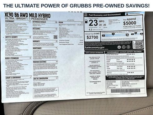 New 2026 Volvo XC90 B6 Ultra w/ Protection Package AWD/4WD image 26