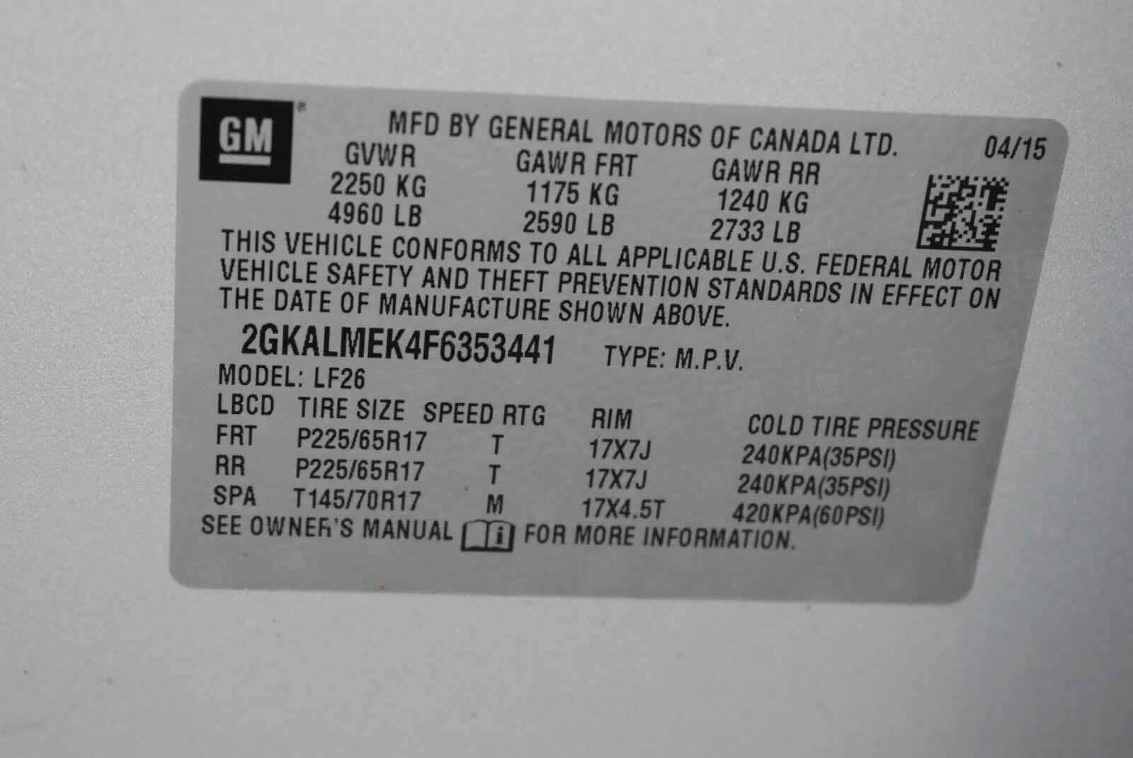 Used 2015 GMC Terrain SLE w/ LPO, Protection Package FWD image 59