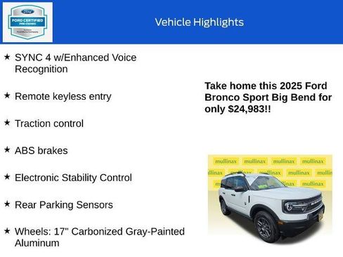 Certified 2025 Ford Bronco Sport Big Bend AWD/4WD image 10